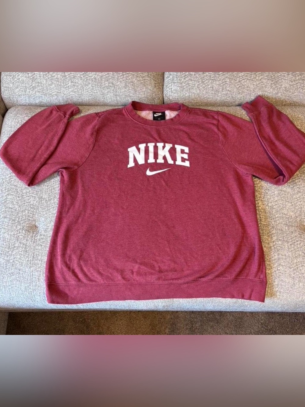 Nike Women's Maroon Crew Sweatshirt with White Logo